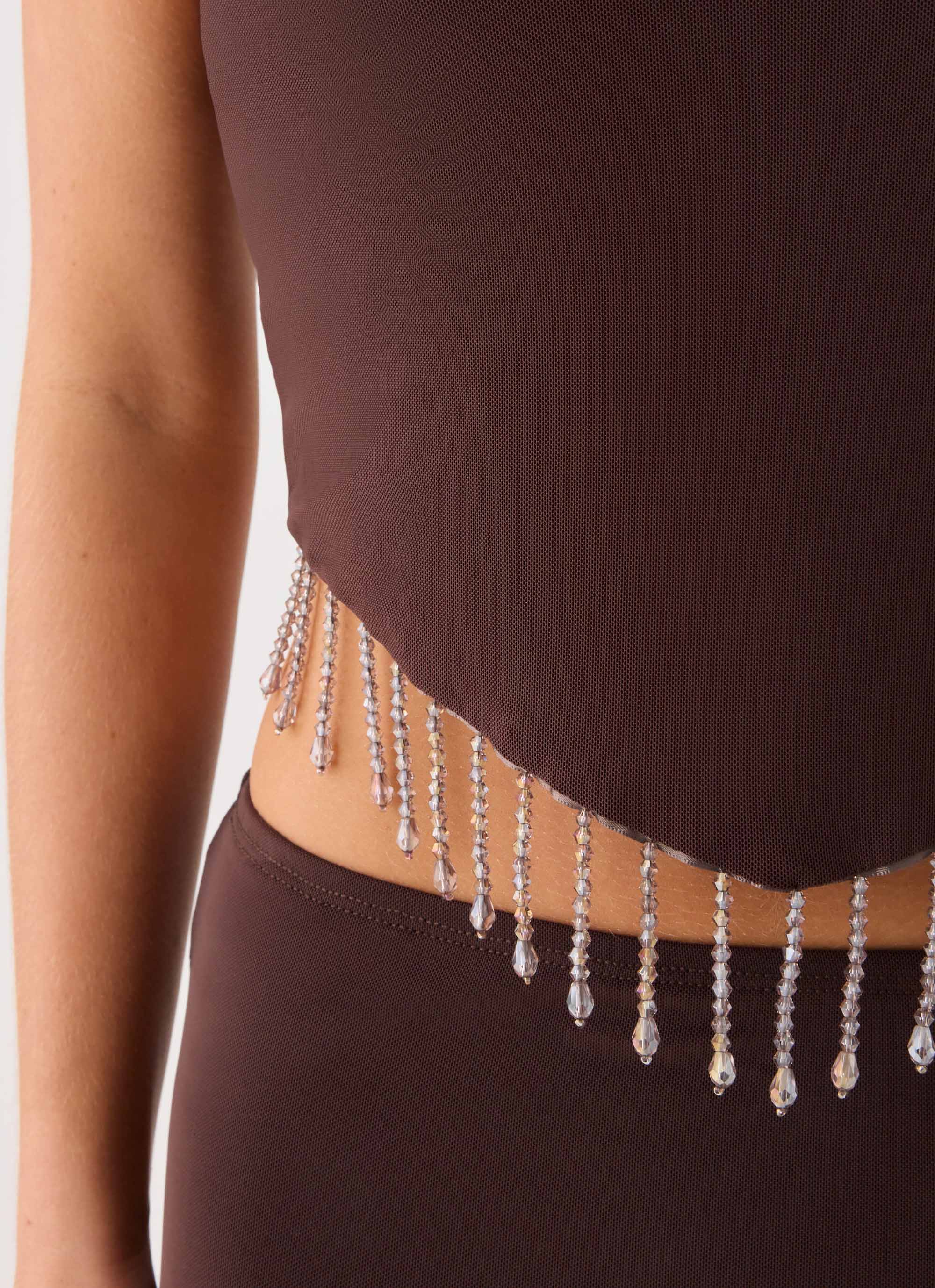 Joosal Beaded Top - Brown