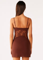 Jordanna Lace Mini Dress - Chocolate