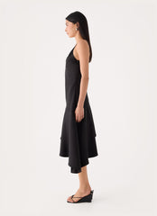 Julienna Satin Midi Dress - Black