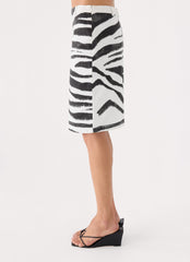 Kamili Low Rise Midi Skirt - Zebra