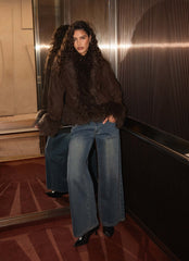Kamsy Fur Trim Coat - Chocolate