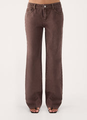 Karinta Straight Leg Denim Jeans - Chocolate