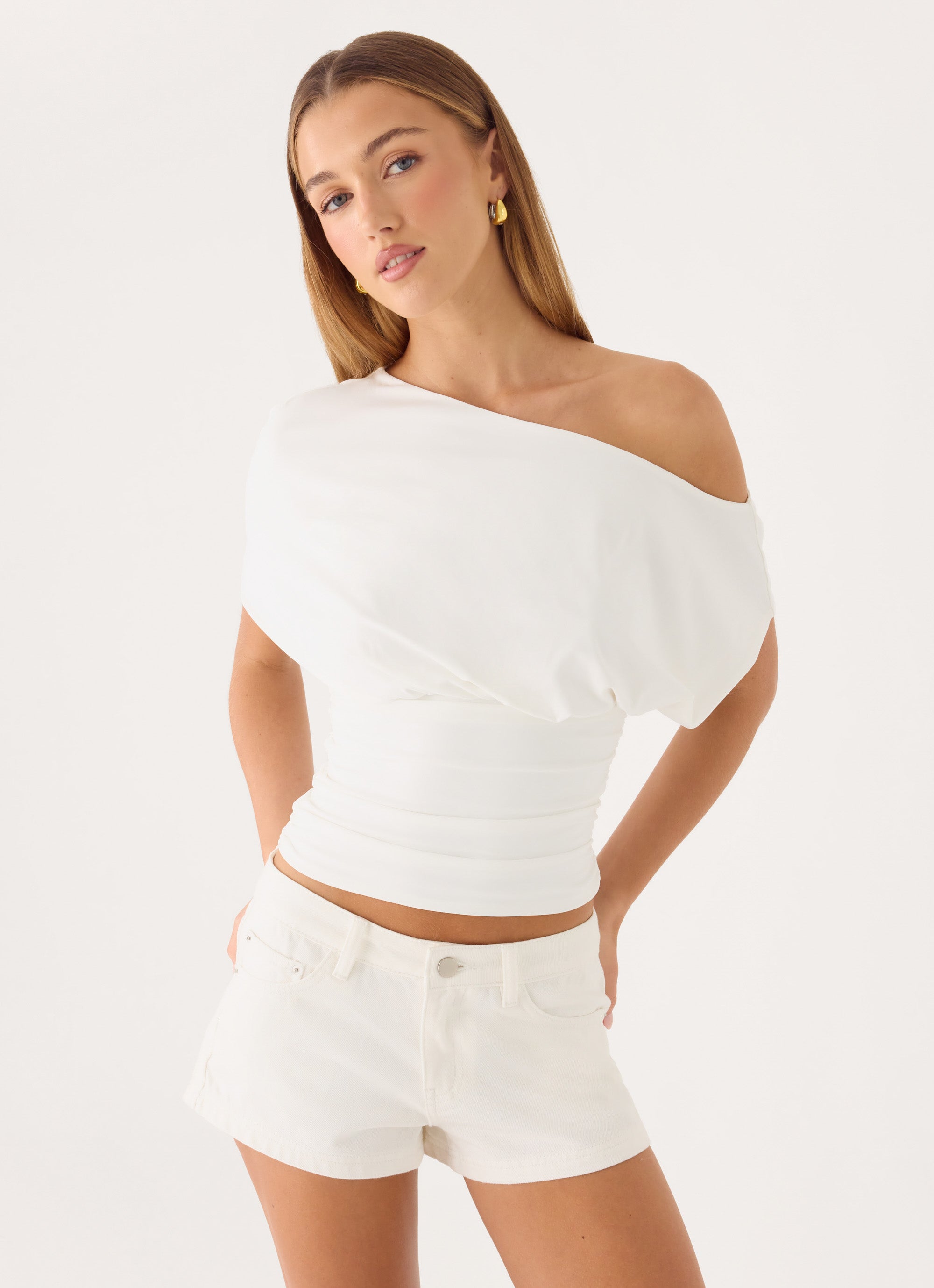 Karter Denim Low Rise Short - White