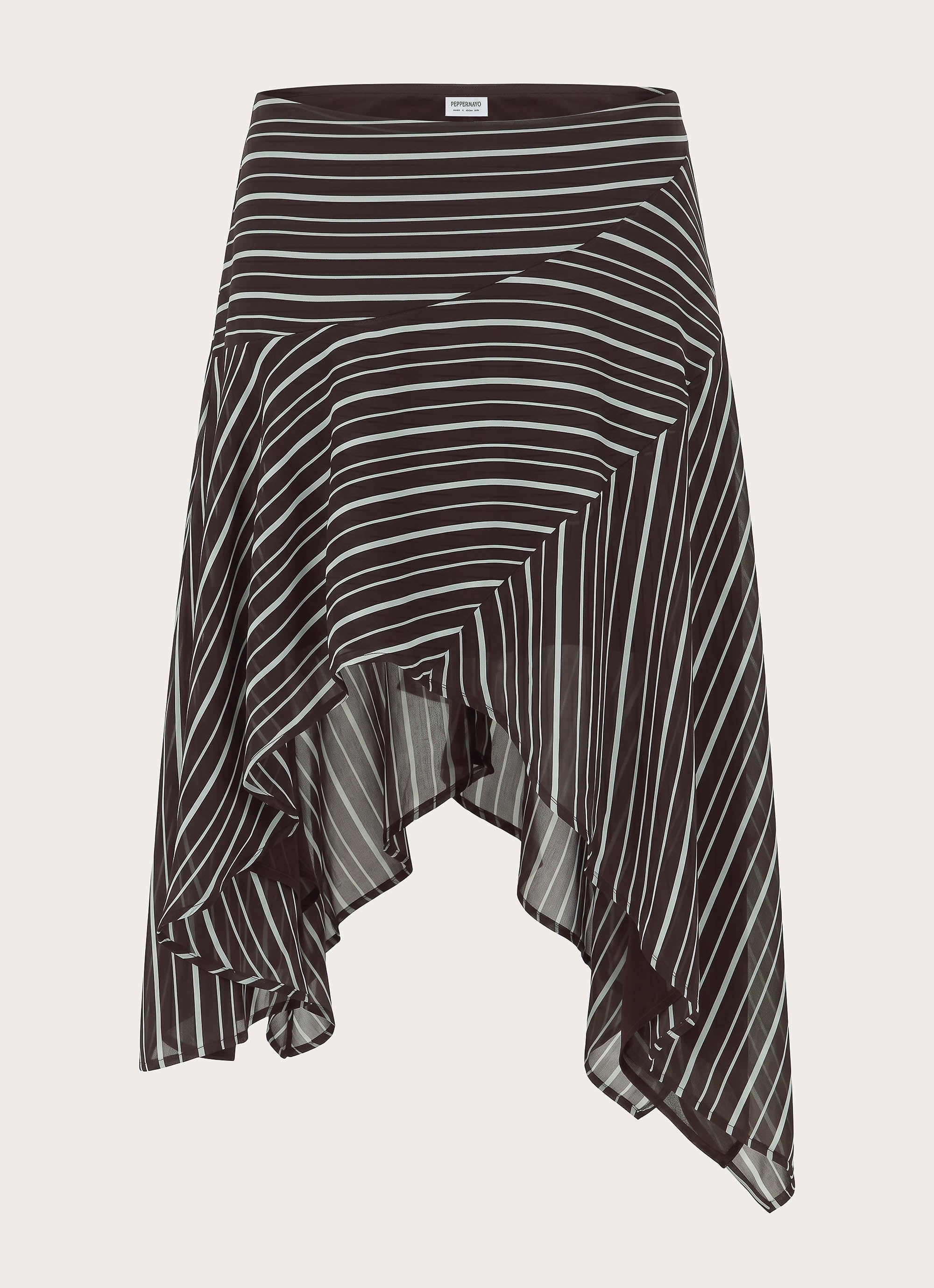 Kia Low Rise Asymmetrical Midi Skirt - Chocolate Stripe