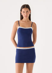 Leeah Mesh Top - Rich Blue