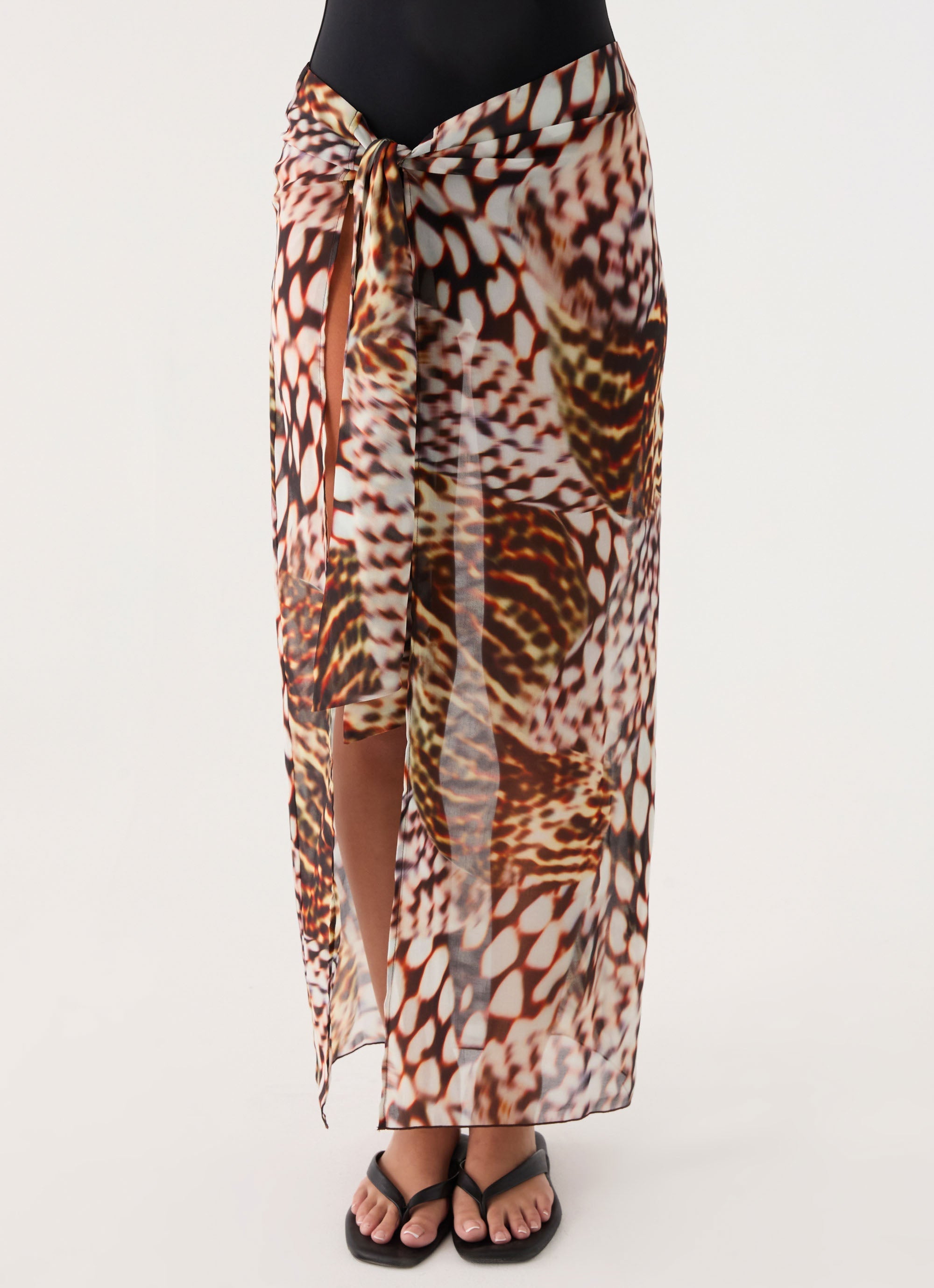 Low Tide Sarong Maxi Skirt - Leopard Hibiscus