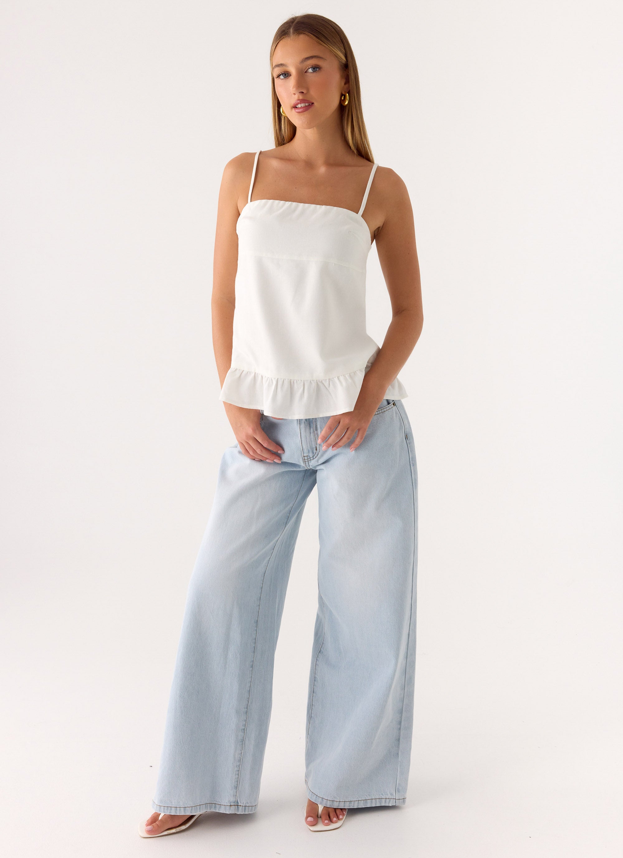 Lucie Mae Linen Top - White