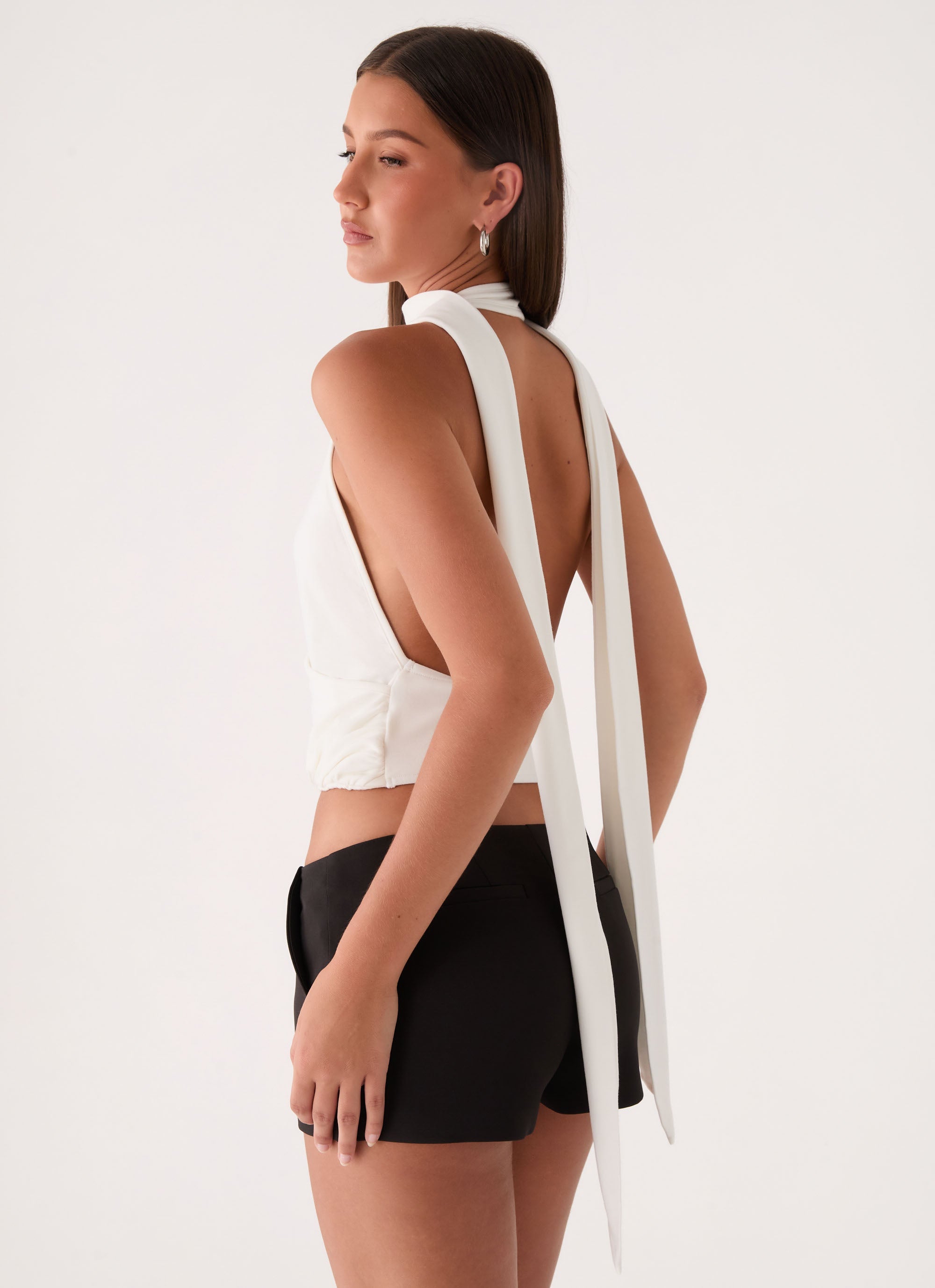 Lynna Scarf Top - White