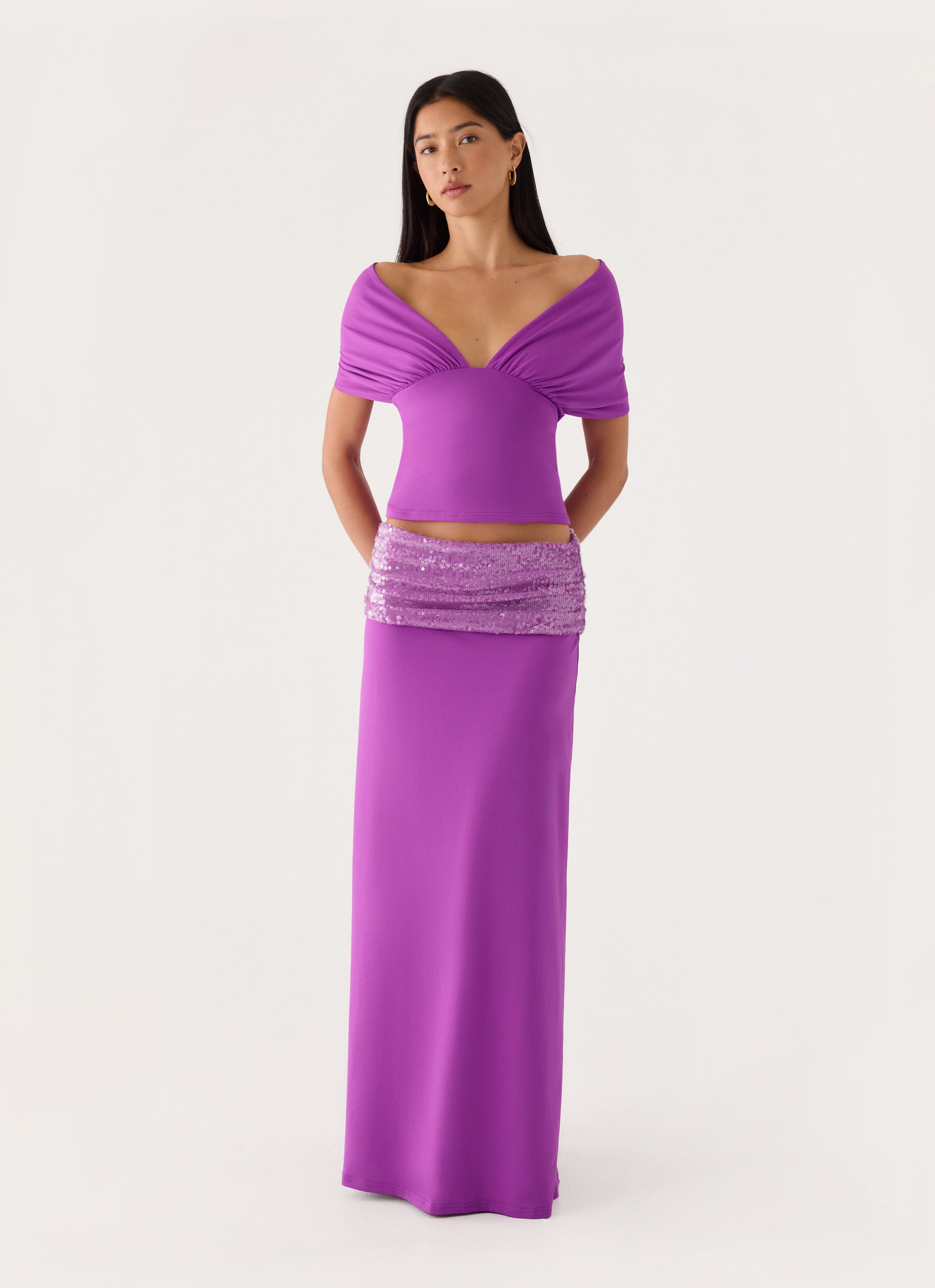 Marista Sequin Maxi Skirt - Purple