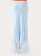 Merisso Lace Trim Maxi Skirt - Blue