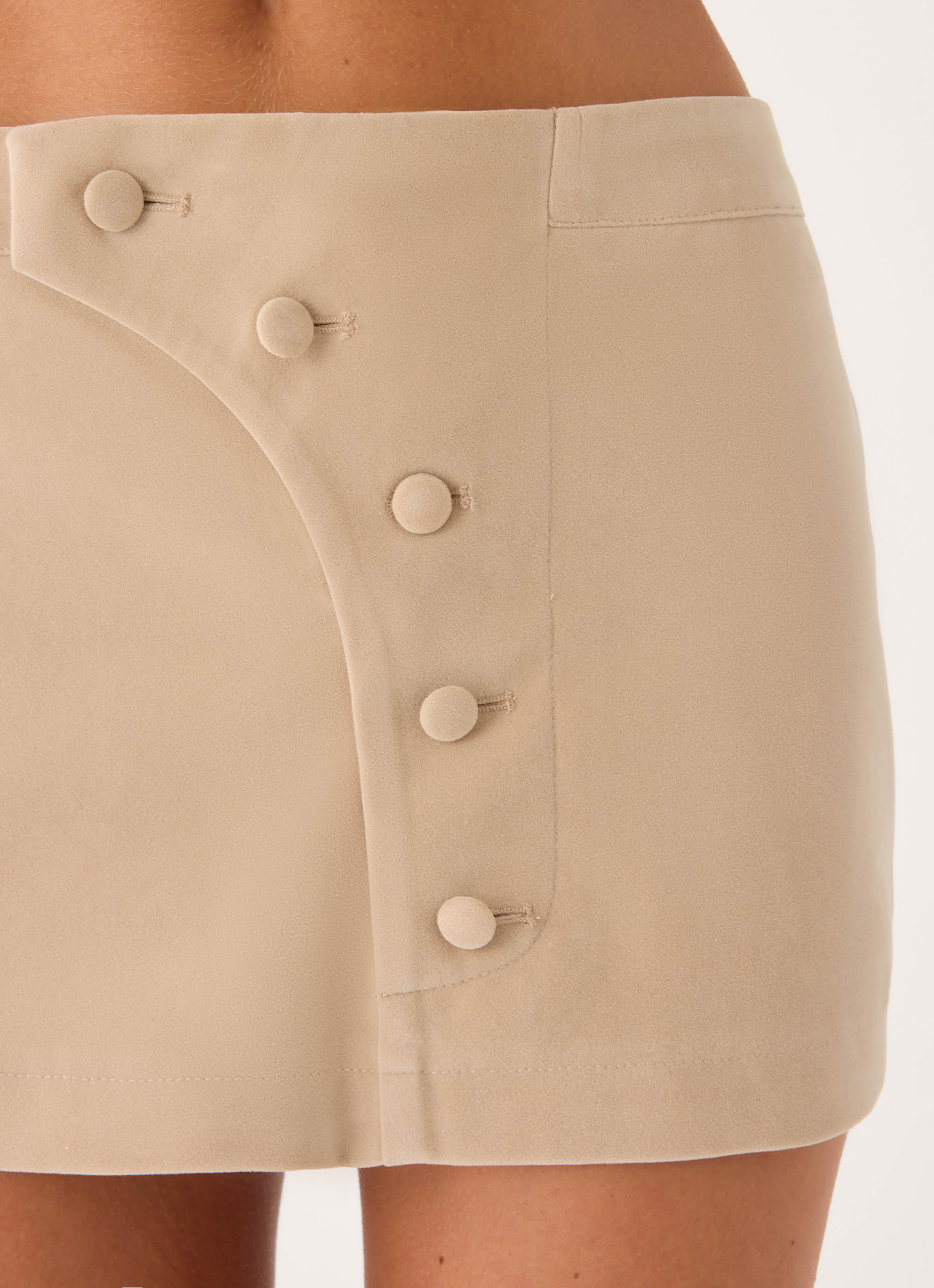 Milae Suede Micro Mini Skirt - Beige