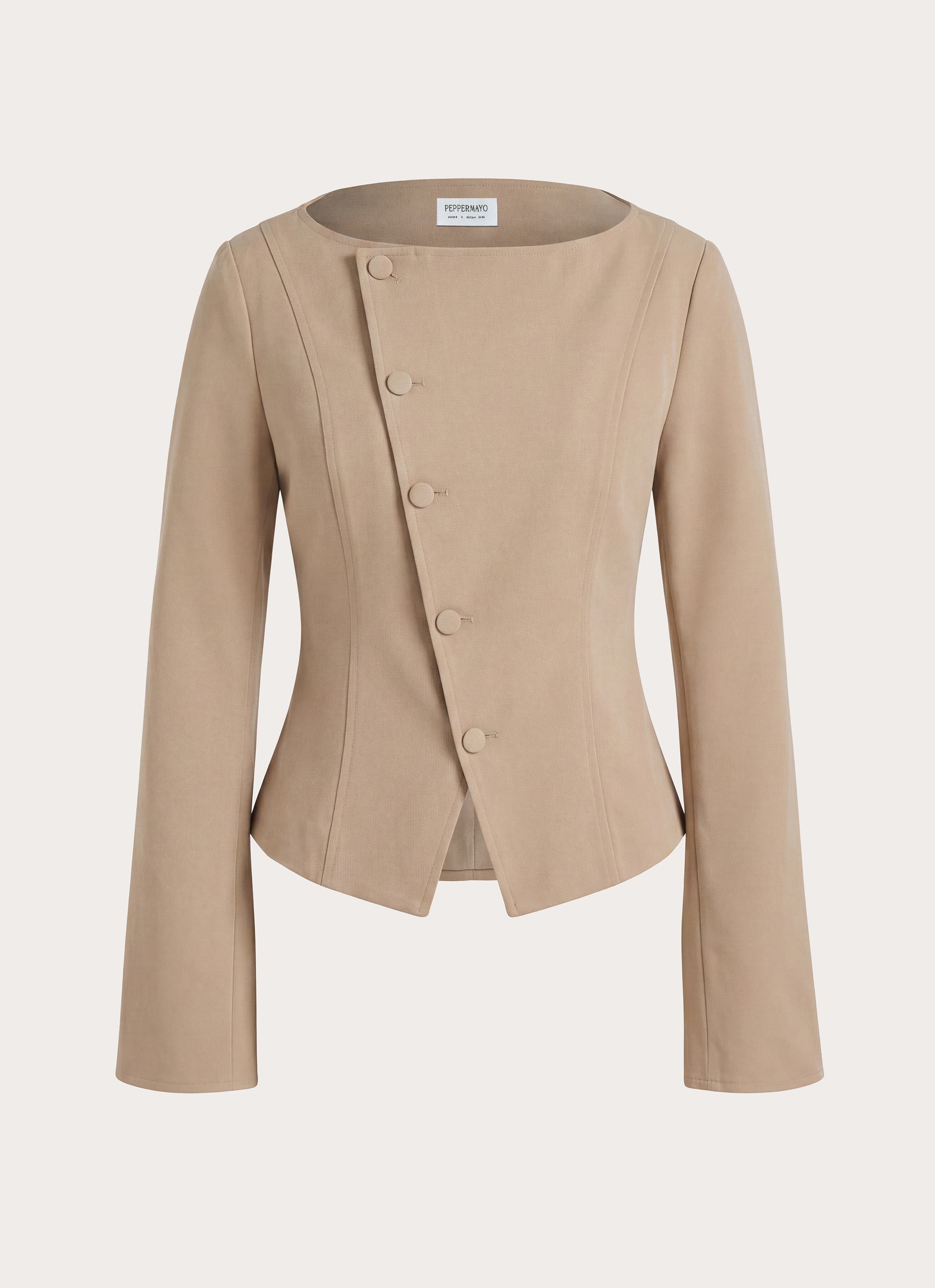 Milae Suede Asymmetrical Jacket - Beige