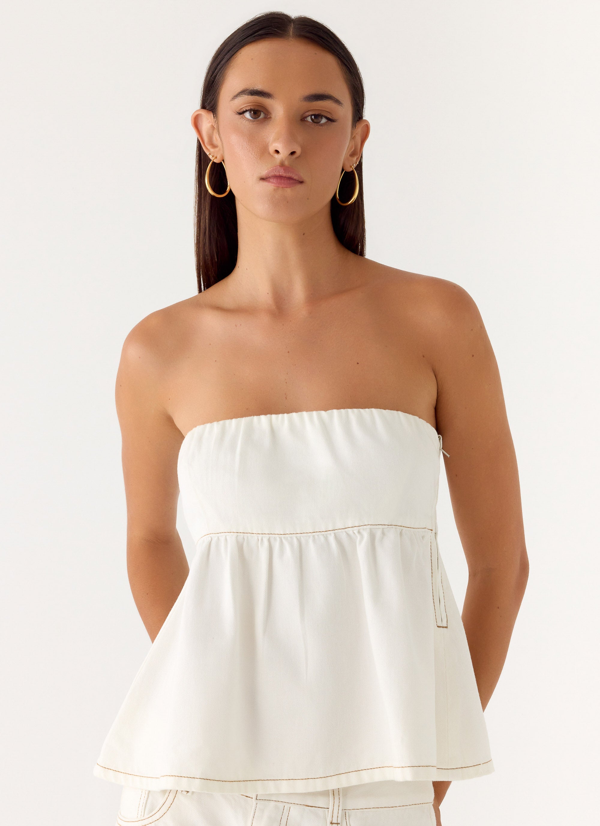 Nathan Denim Top - White
