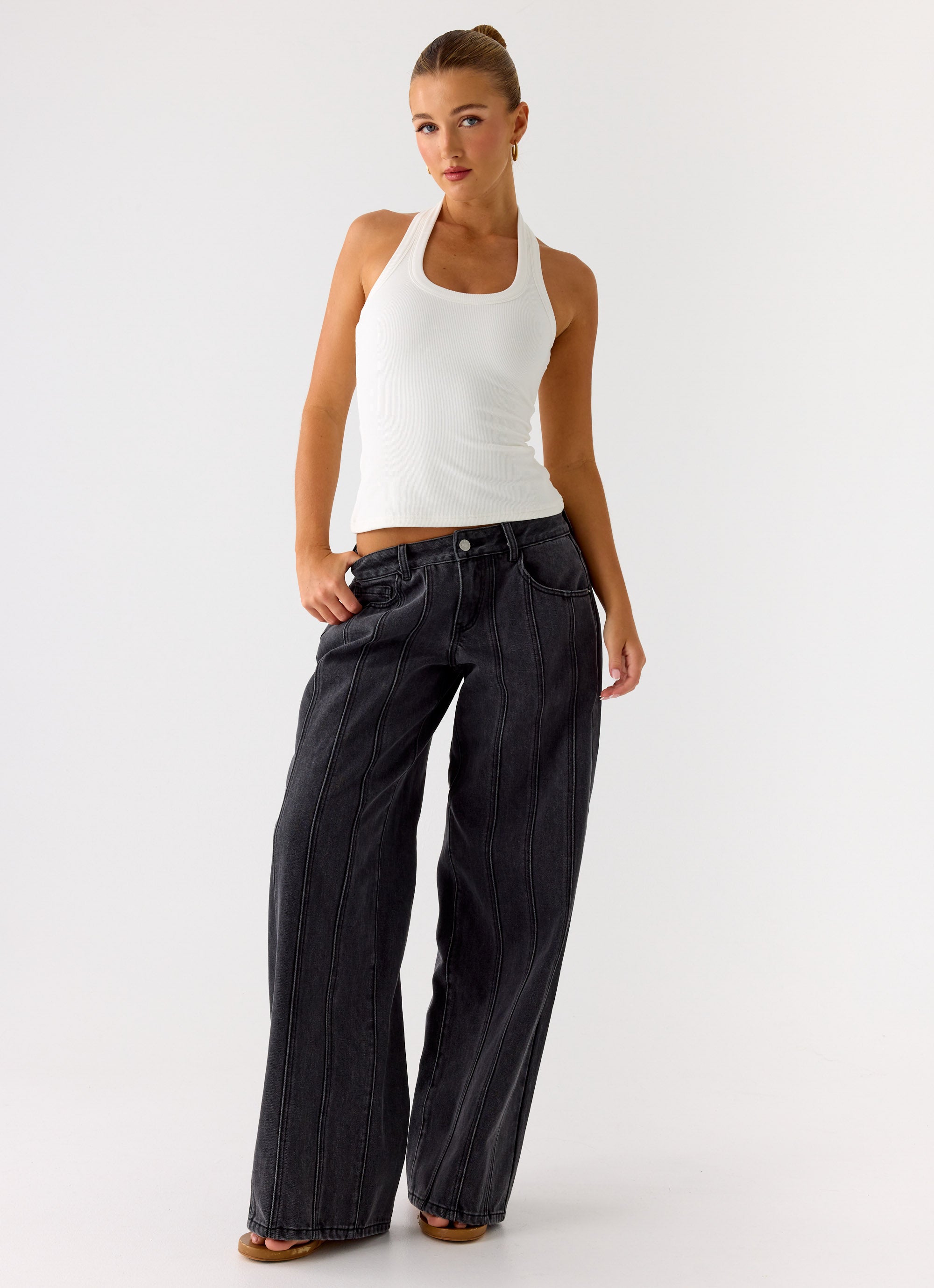 Nauton Ribbed Halter Top - White