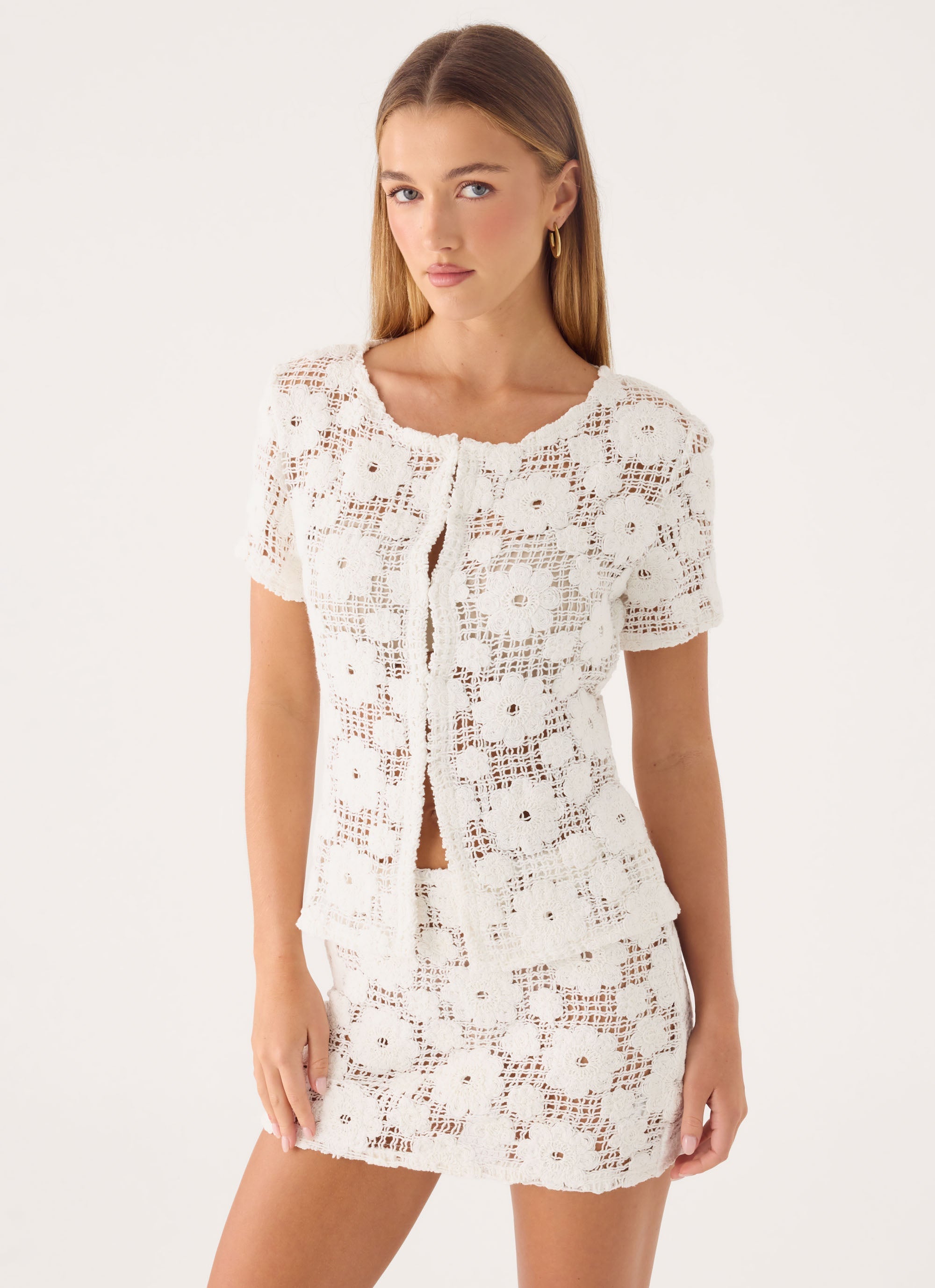Nyxie Crochet Mini Skirt - White