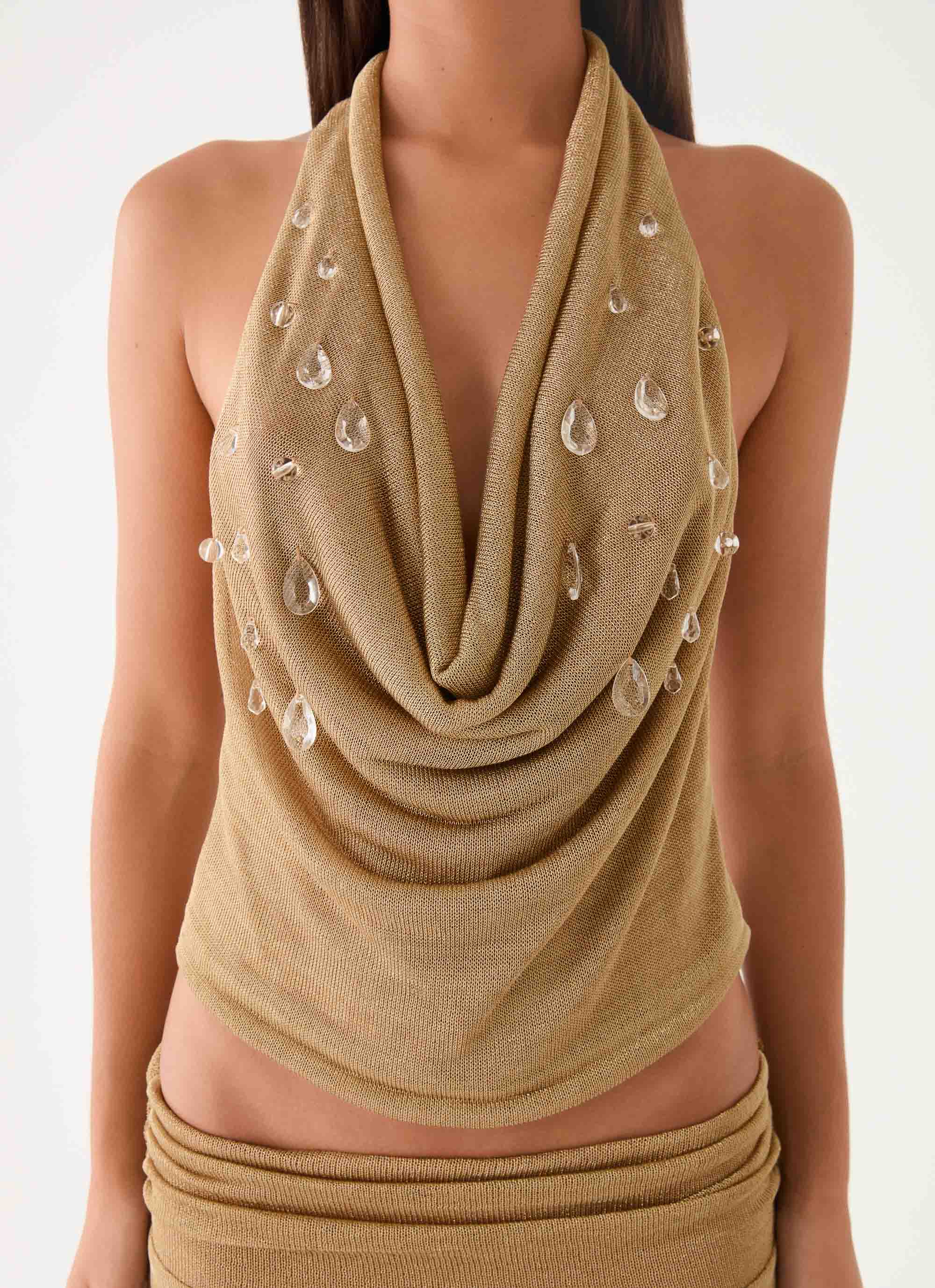 Olyssia Shimmer Embellished Top - Shimmer Gold