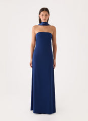 Out All Night Scarf Maxi Dress - Navy
