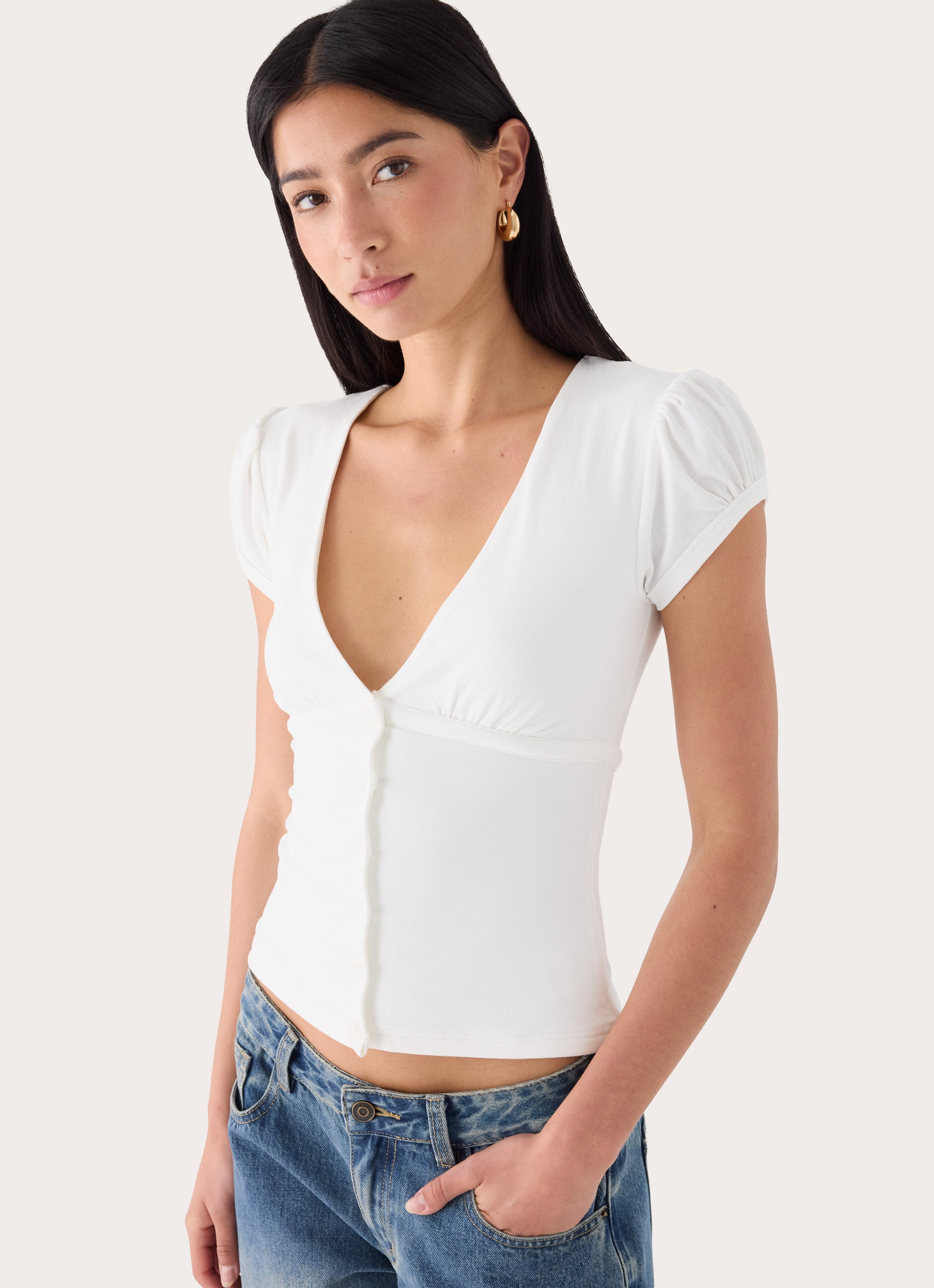 Panasi Button Up Top - White