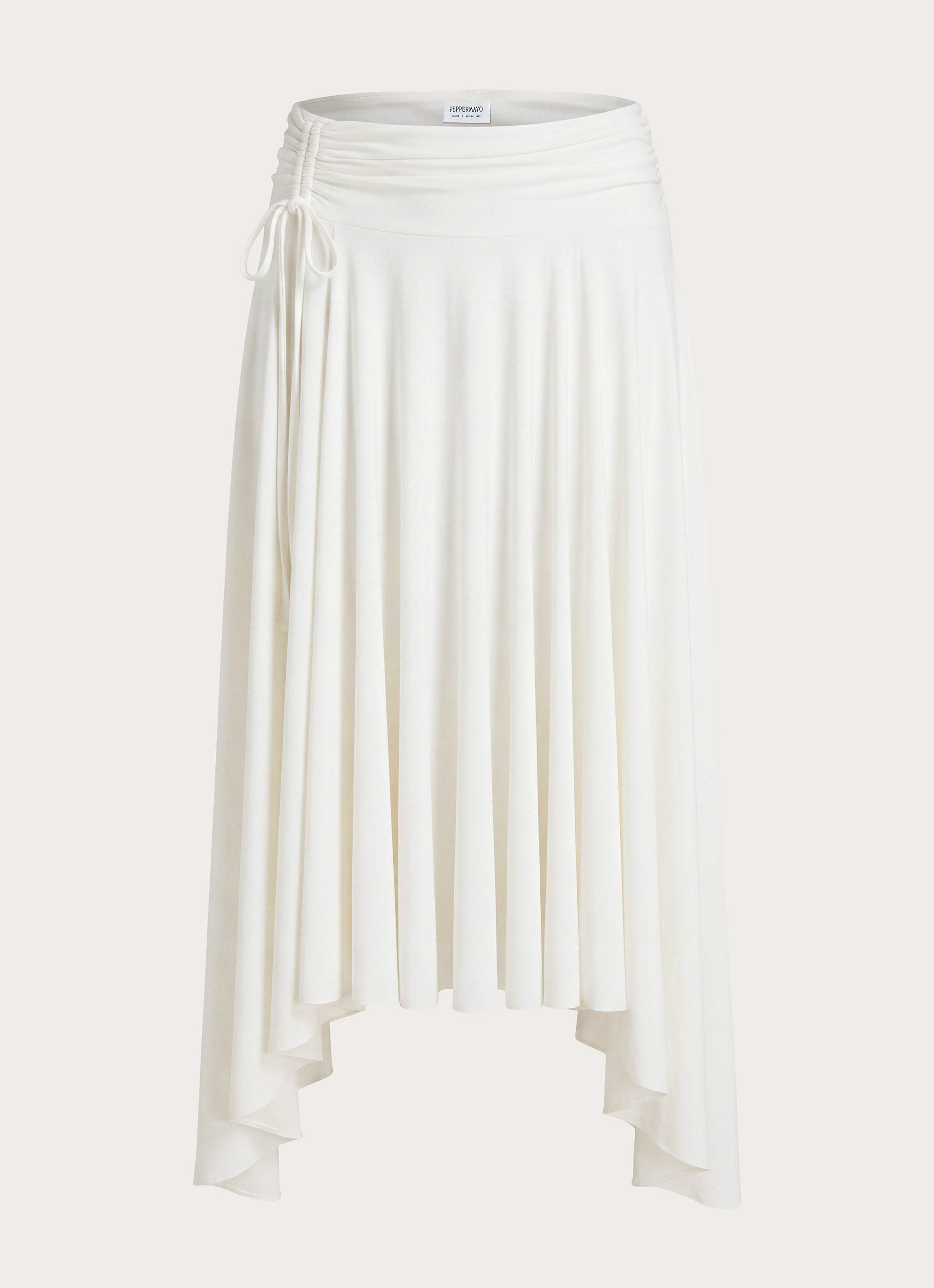 Perrie Asymmetrical Midi Skirt - Cloud Dancer