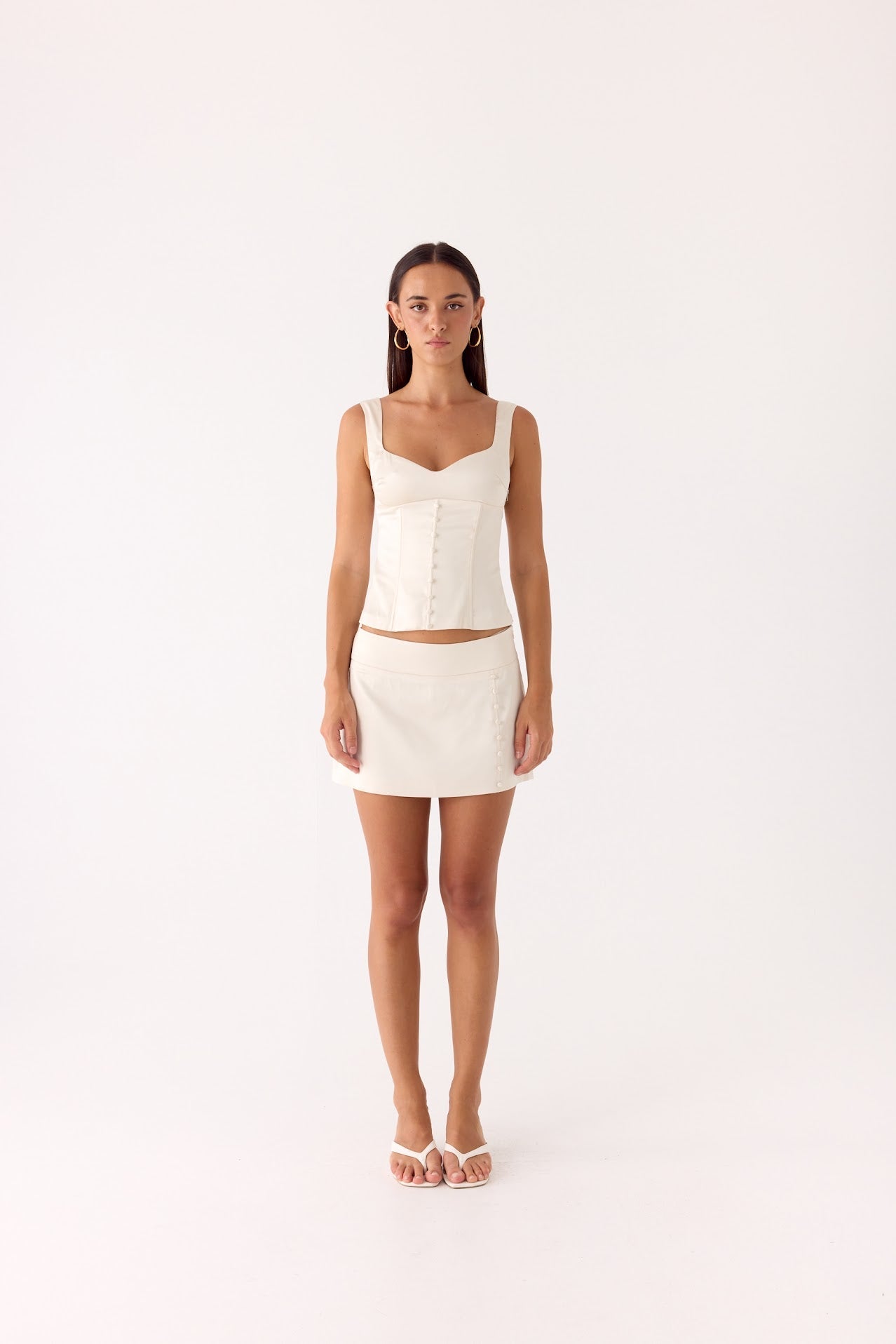 Posy Satin Mini Skirt - Ivory