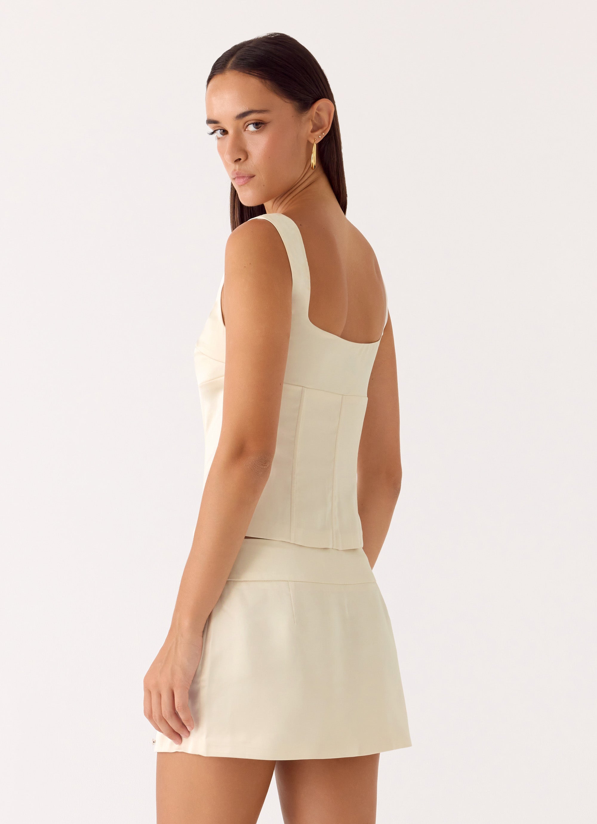 Posy Satin Top - Ivory