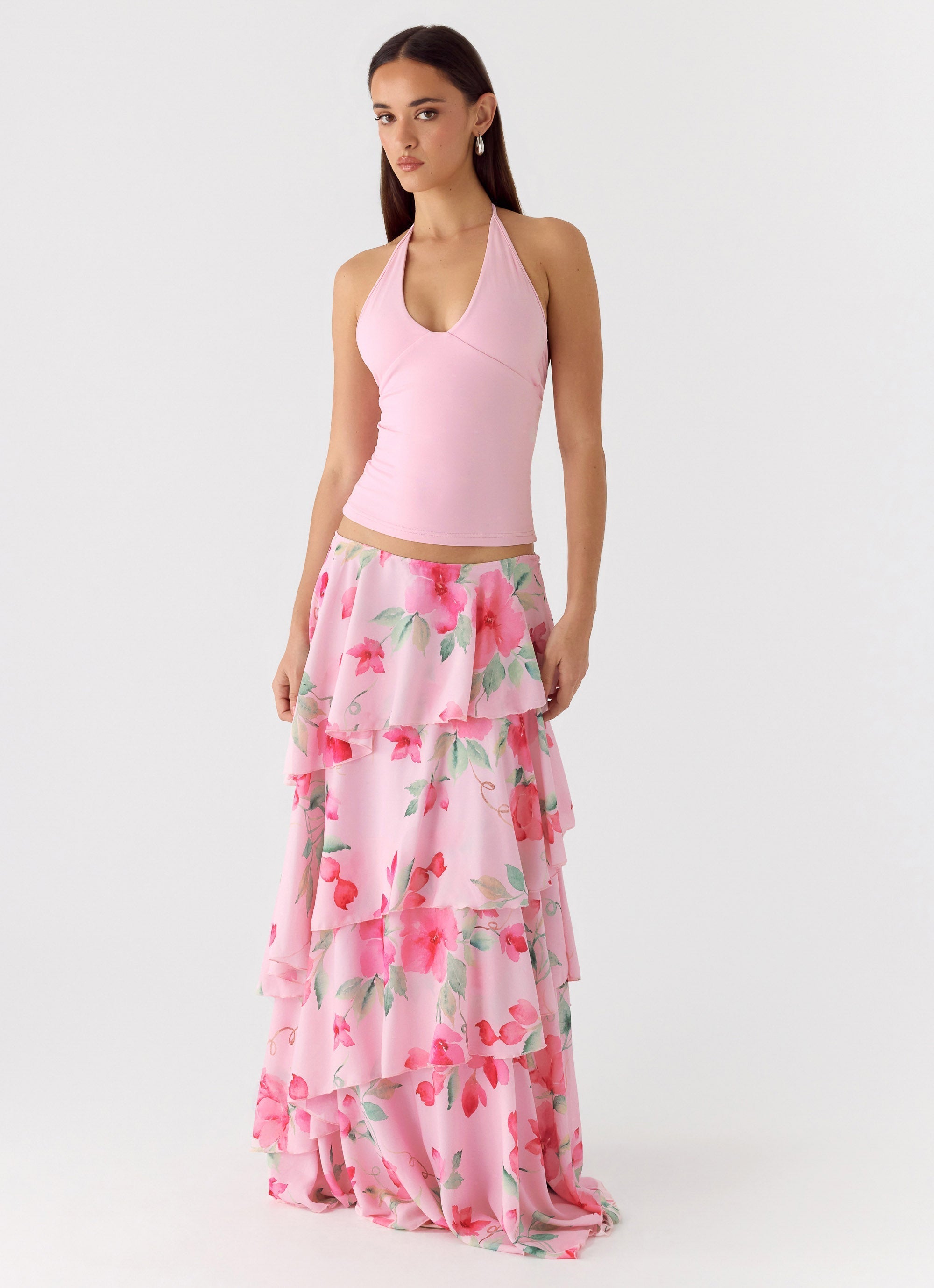 Roll Out Halter Top - Petal Pink