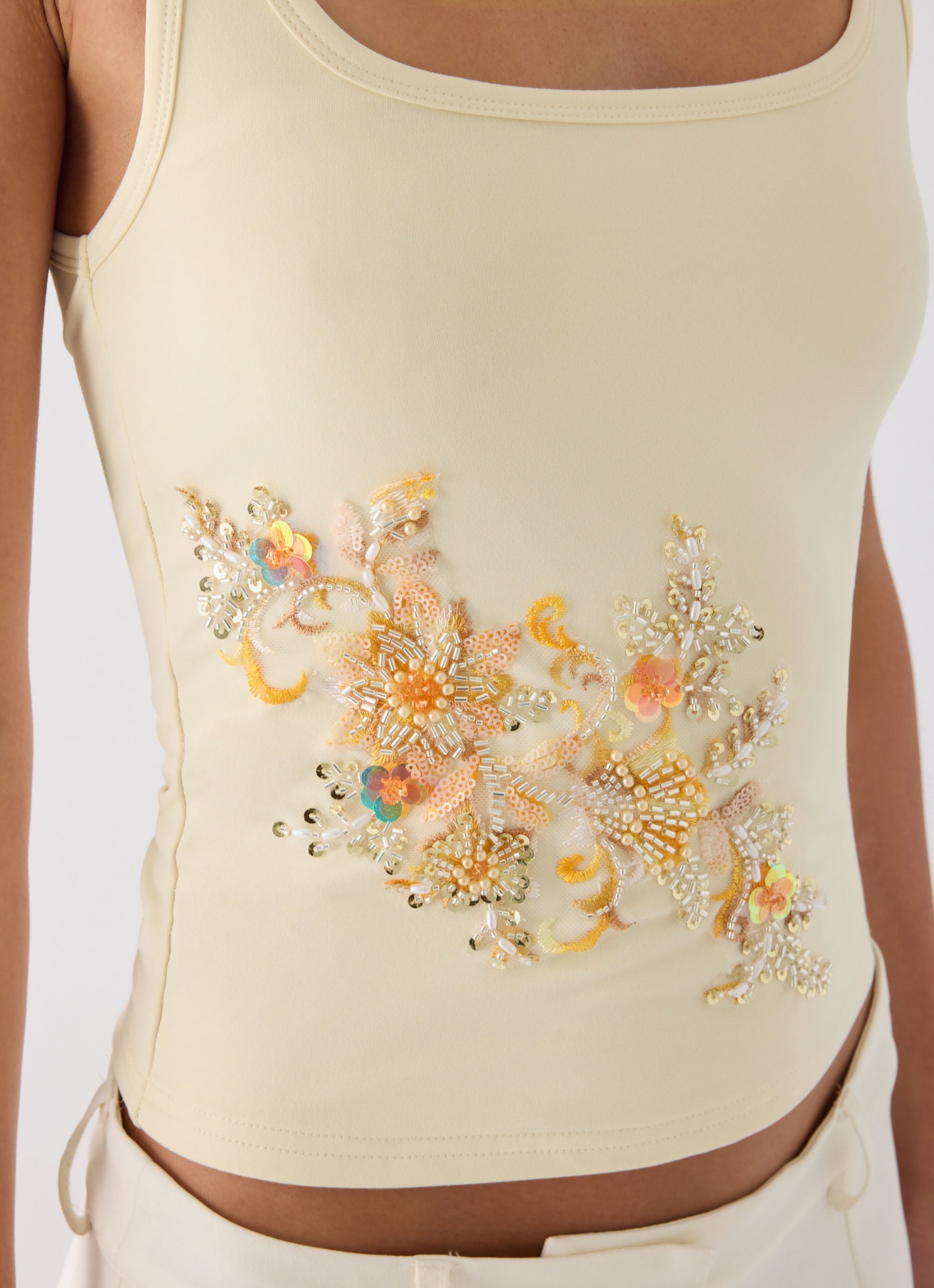 Rosamel Beaded Tank Top - Yellow