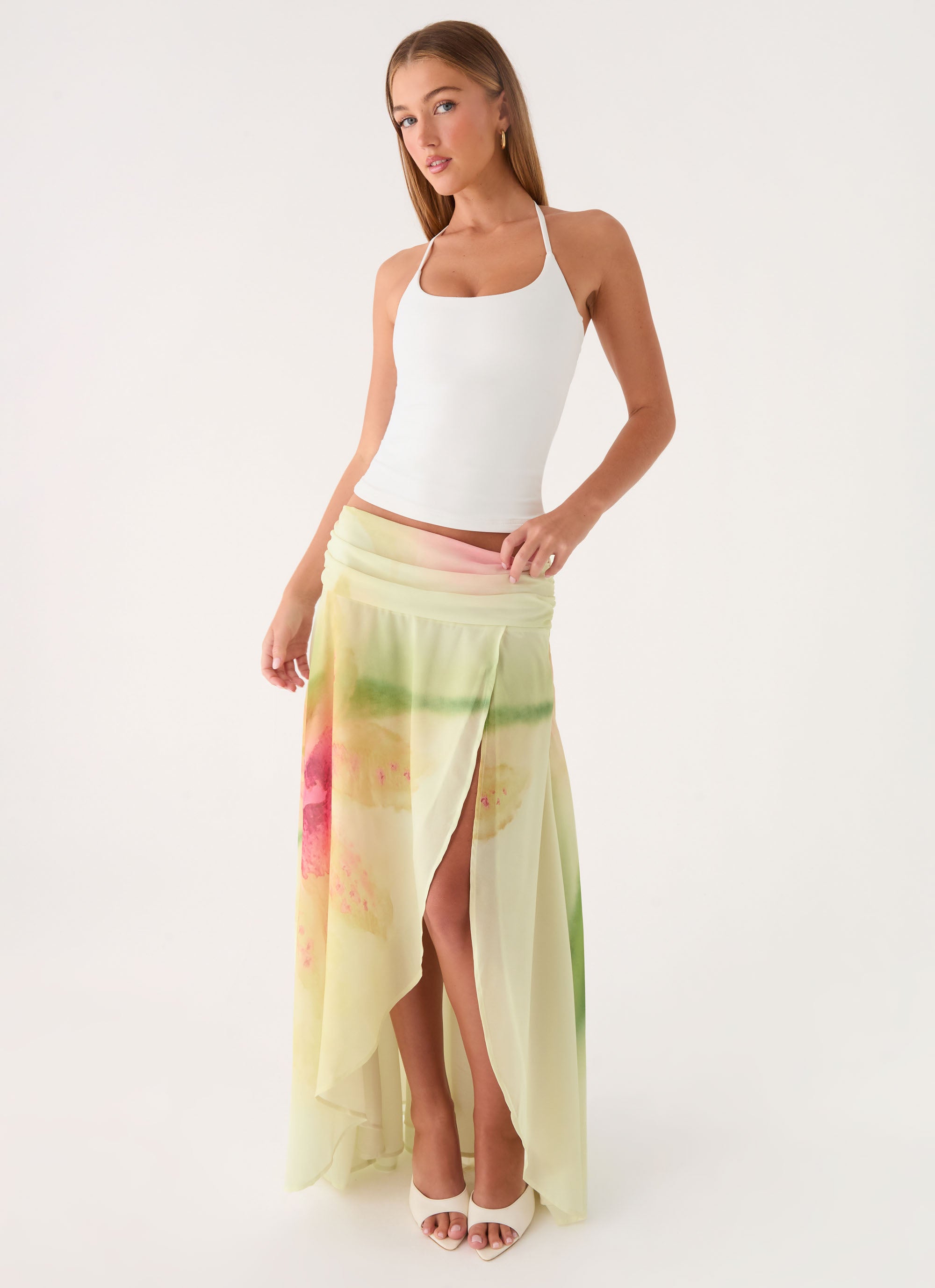 Sadona Asymmetric Maxi Skirt - Soft Lily