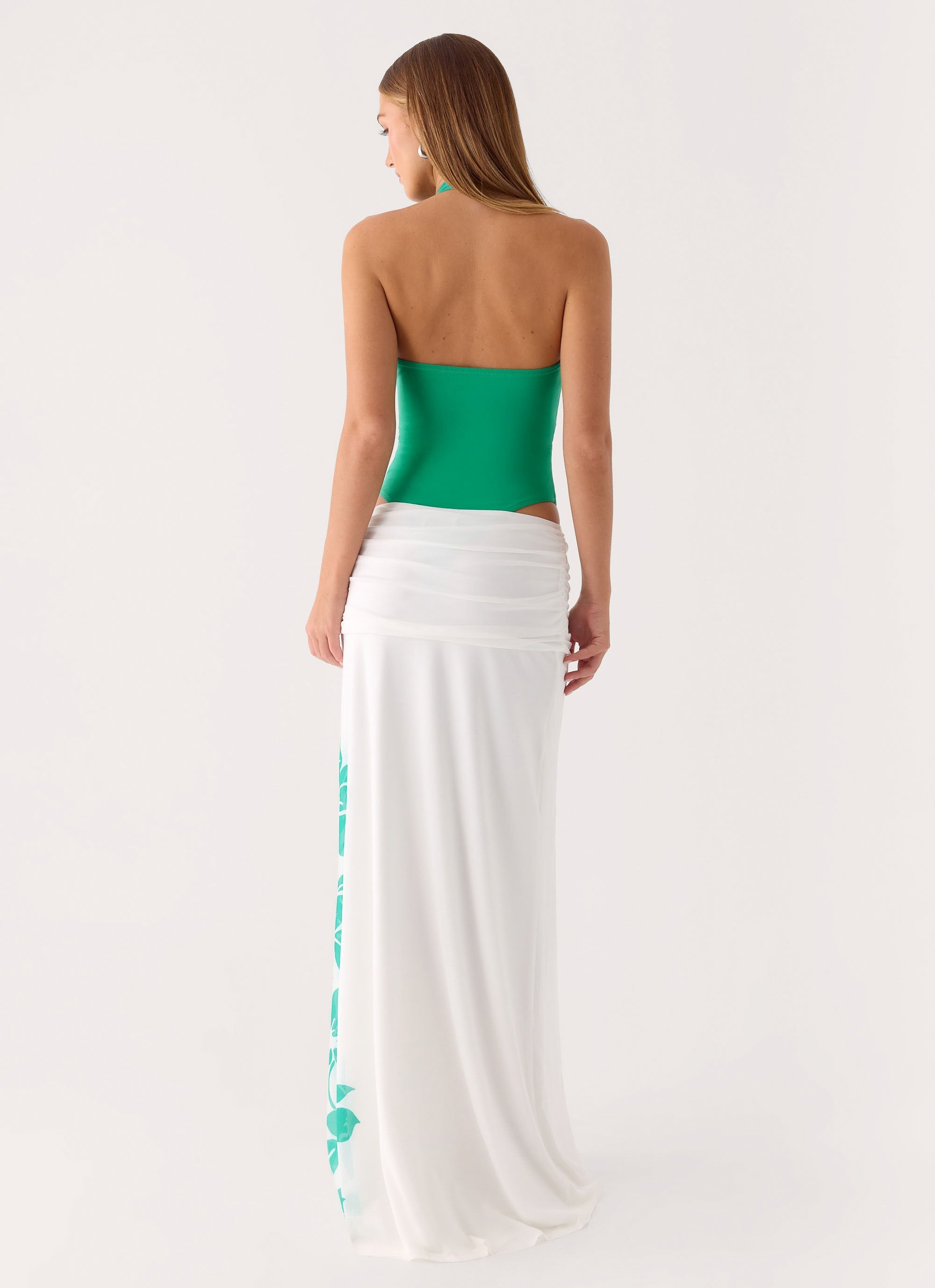 Sarinda Maxi Dress - Green White Tropic Floral Print