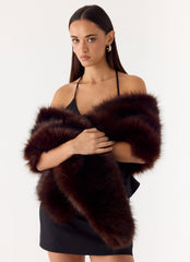 Saskia Faux Fur Scarf - Chocolate