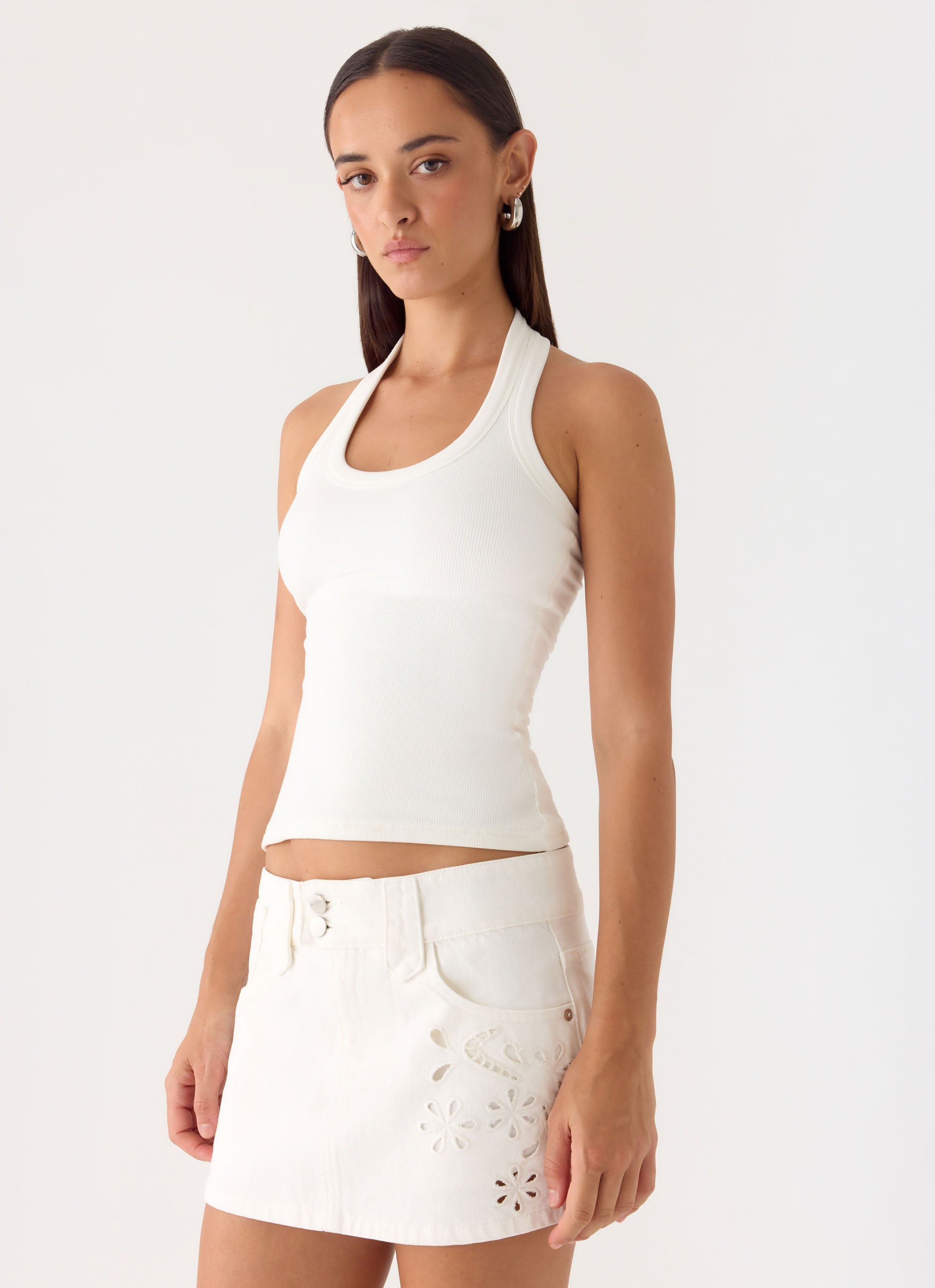 Sean Low Rise Denim Mini Skirt - White