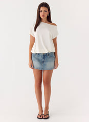 Silas Low Rise Denim Mini Skirt - Vintage Wash Blue