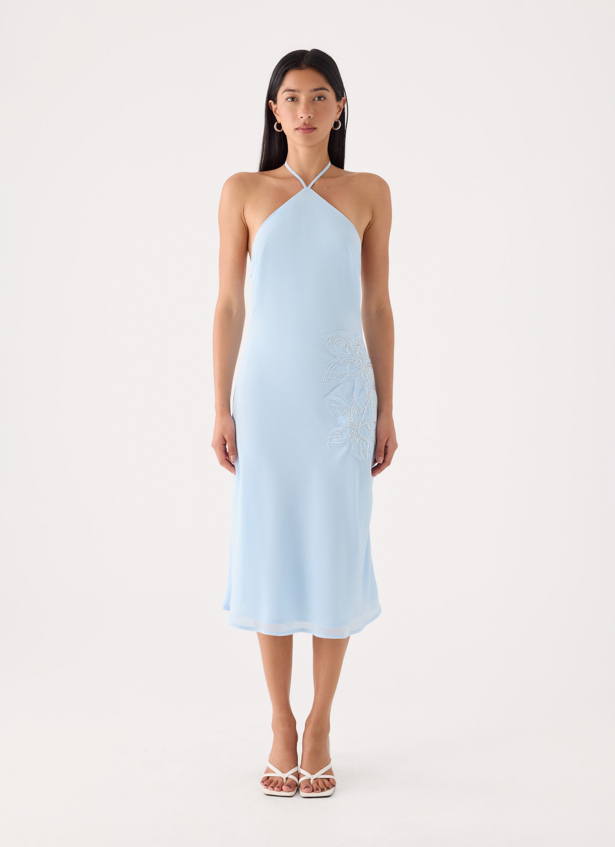 Valeska Beaded Midi Dress - Blue