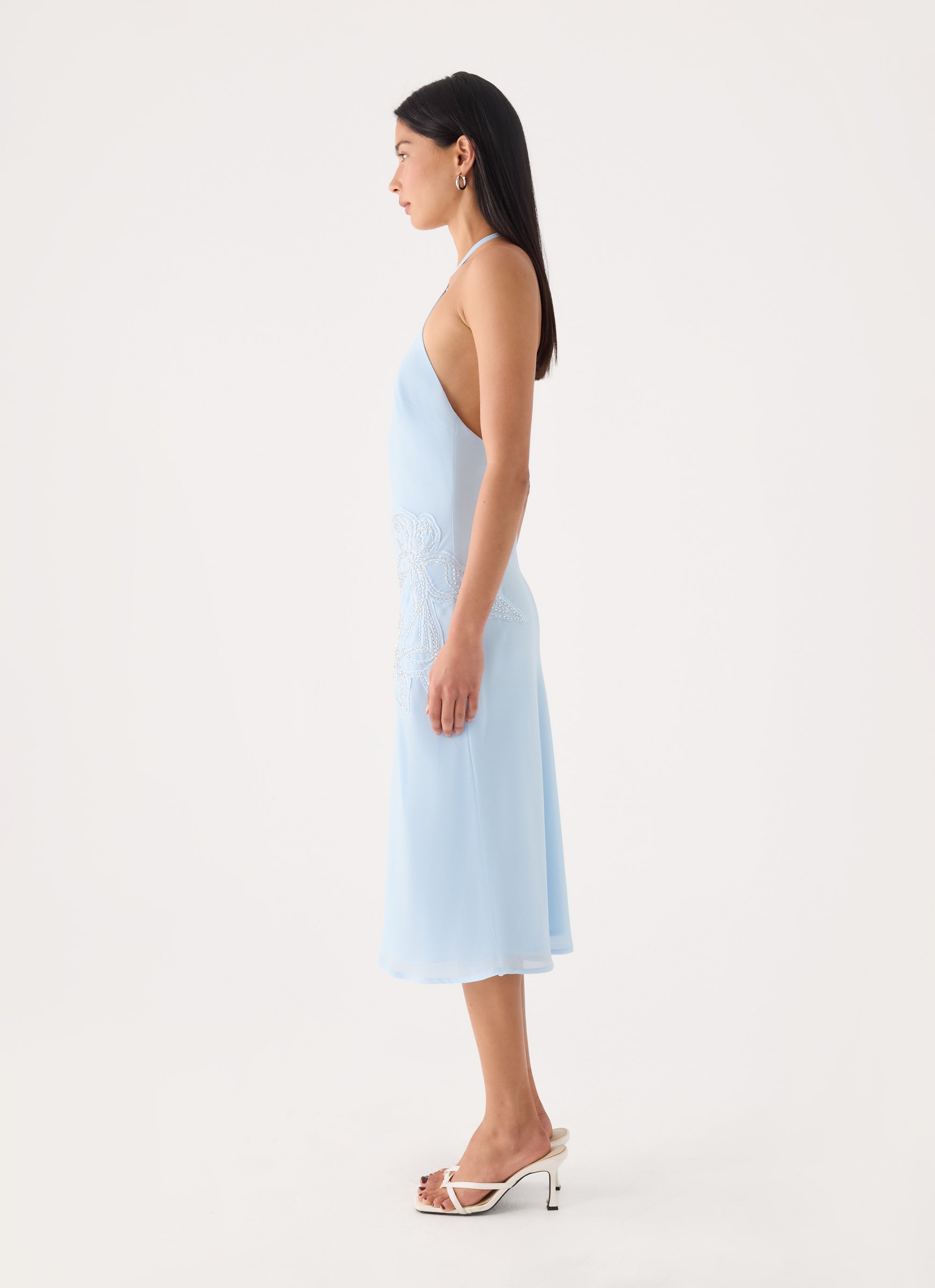 Valeska Beaded Midi Dress - Blue