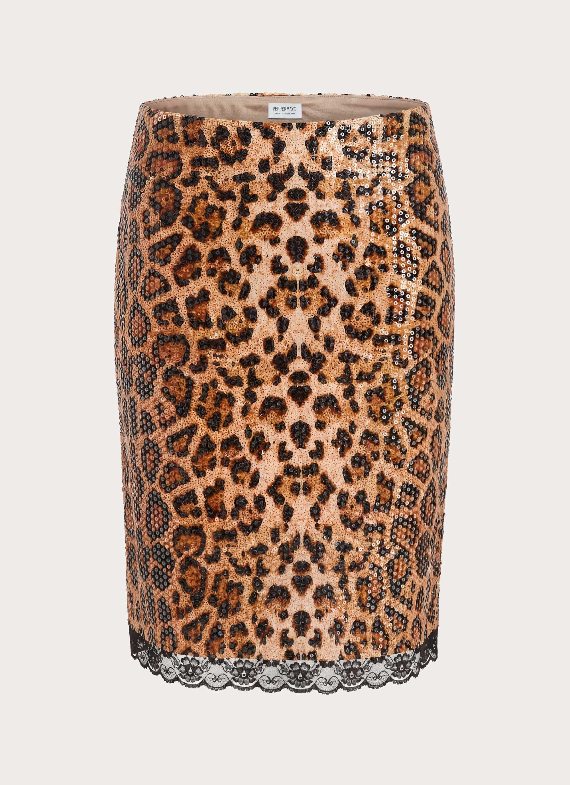 Vania Sequin Low Rise Midi Skirt - Shimmer Leopard