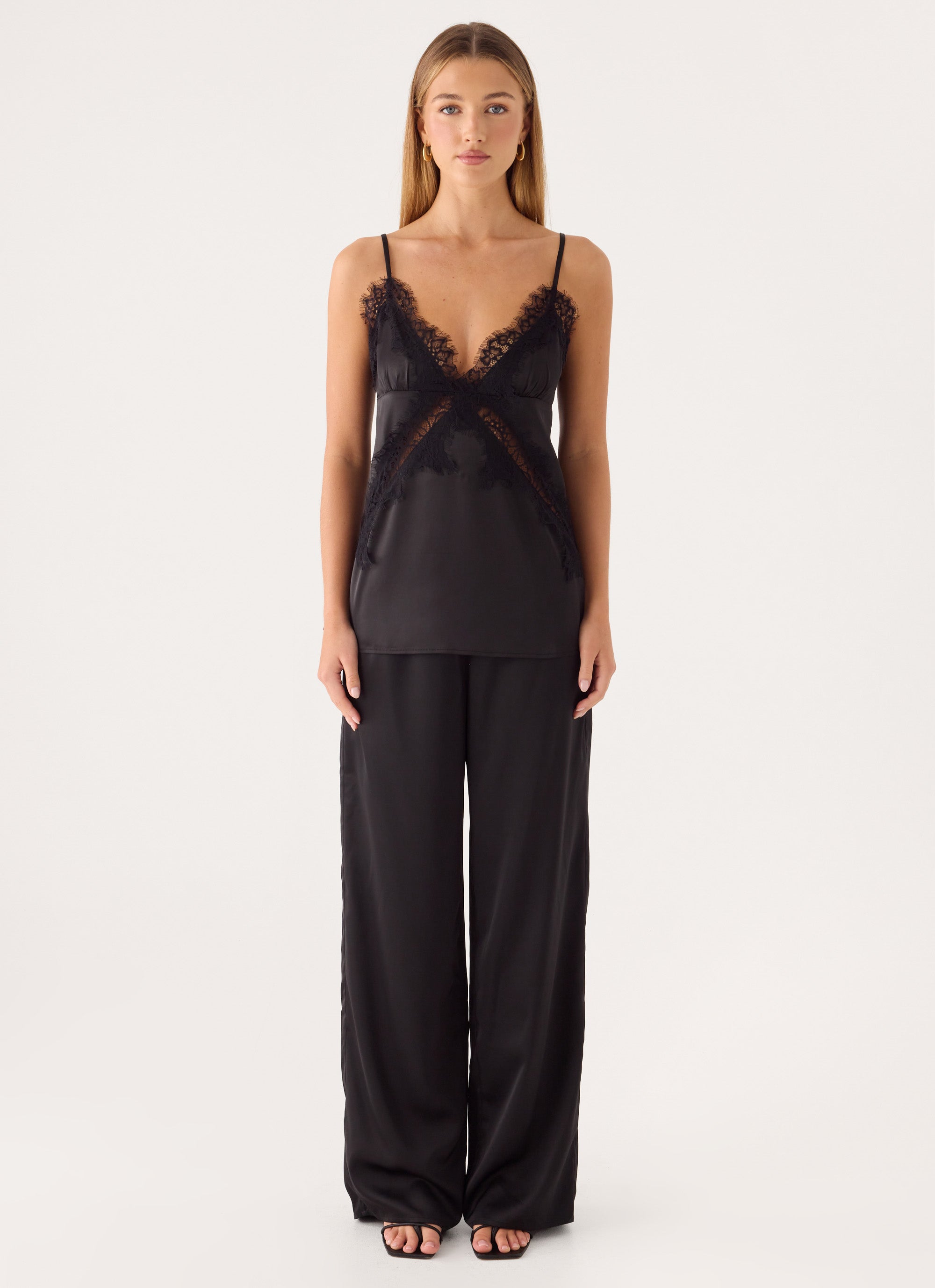 Winona Night Cami Top - Black