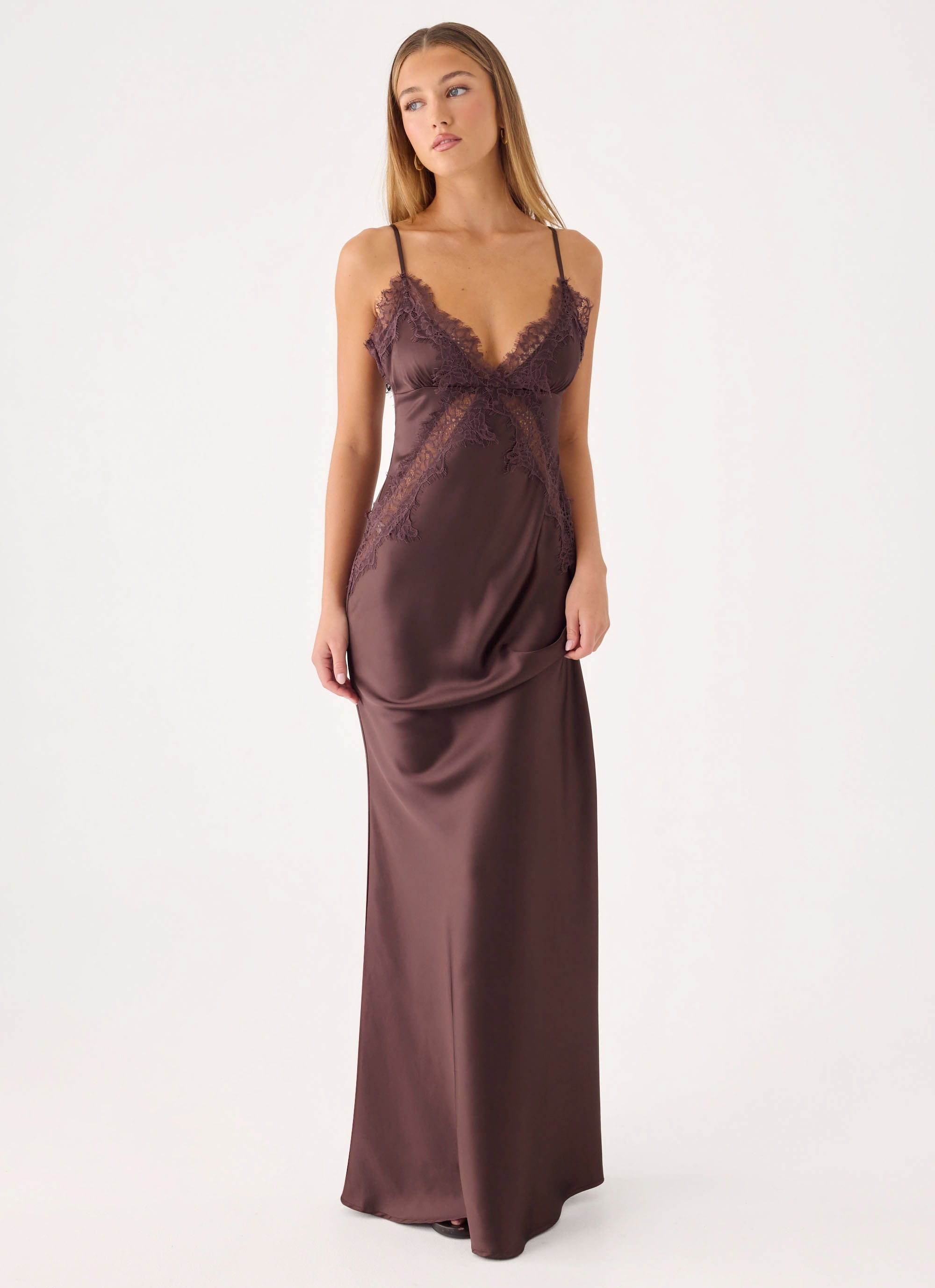 Winona Night Slip Dress - Chocolate