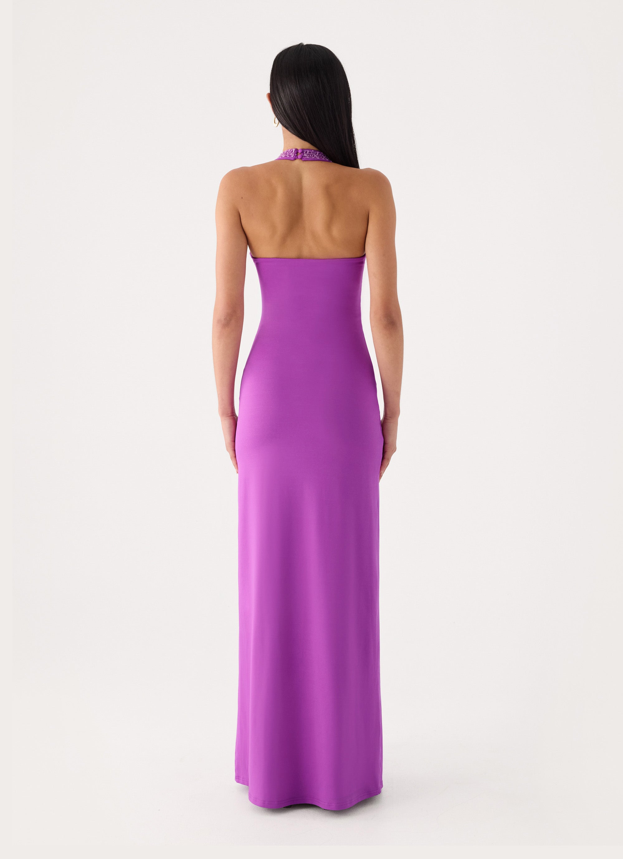 Yamila Beaded Strap Maxi Dress - Purple