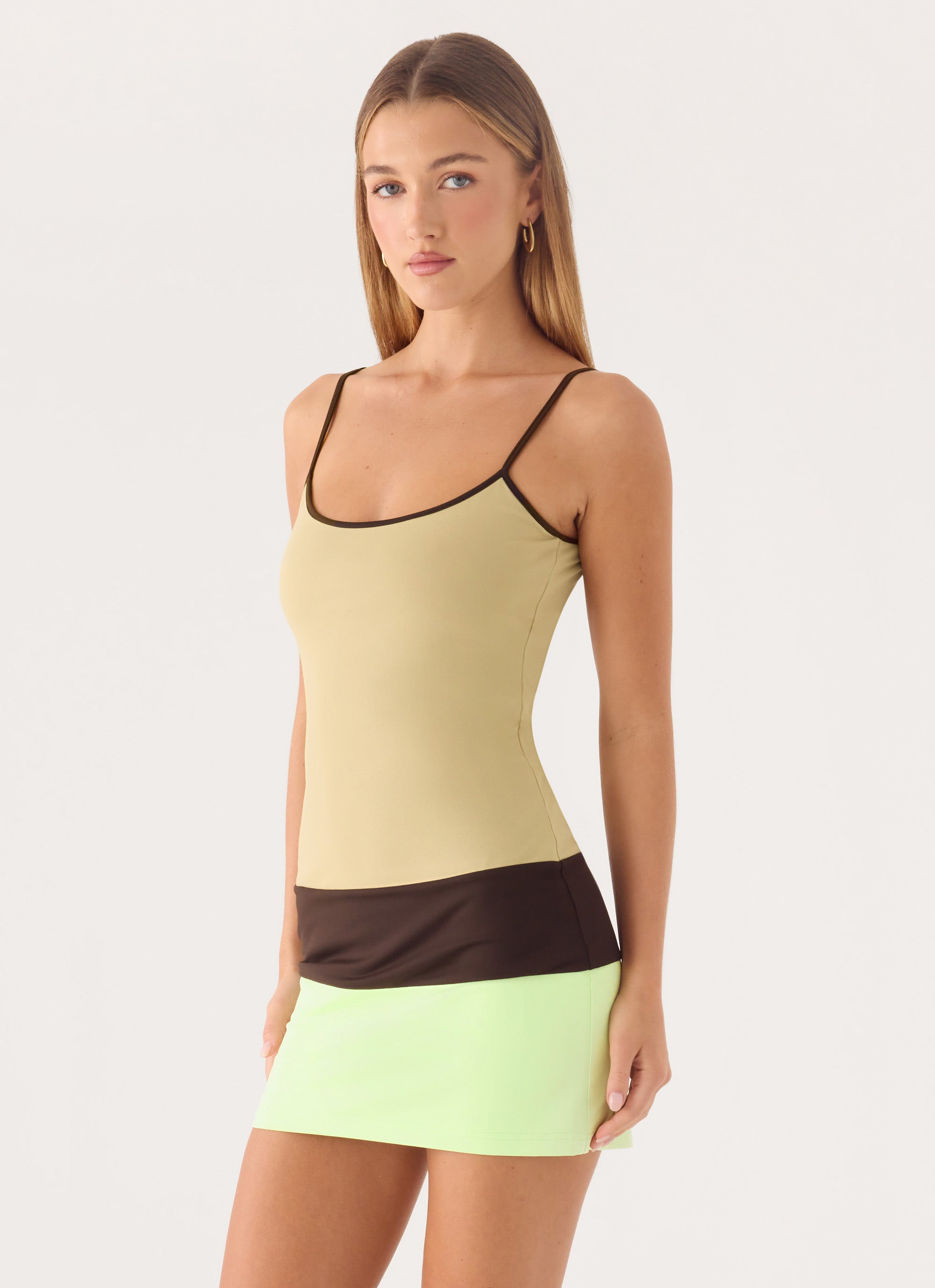 Zaylia Colour Block Mini Dress - Olive