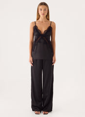 Zoeyy Satin Pant - Black